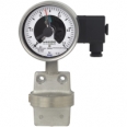 Differential pressure gauge with switch contacts For the process industry, all-metal media chamber