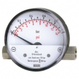 Differential pressure gauge with magnetic piston